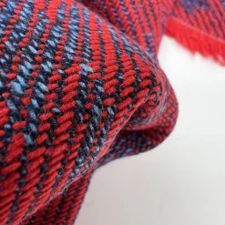 Rød/blå tweed med hanefjed