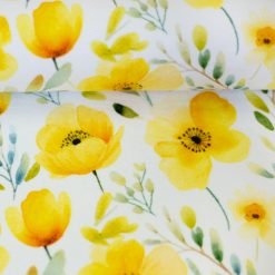Bomuldsjersey med gule blomster