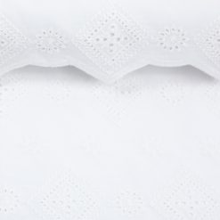 Hvid broderie anglaise med tungekant