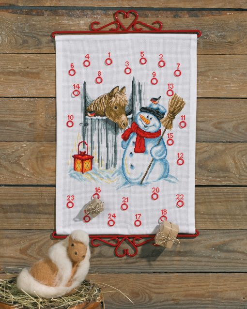 Julekalender broderikit - snemand og hest