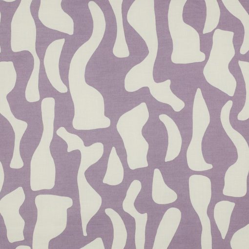 Bomulds voile med abstrakt mauve mønster