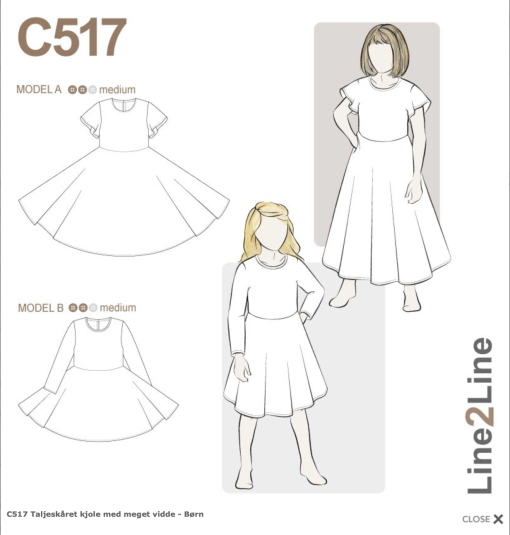 Line2Line | Taljeskåret kjole med meget vidde C517