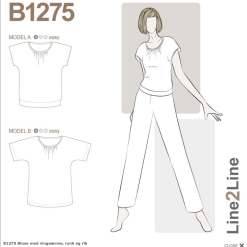 Line2Line | Bluse med vingeærme, rynk og rib B1275