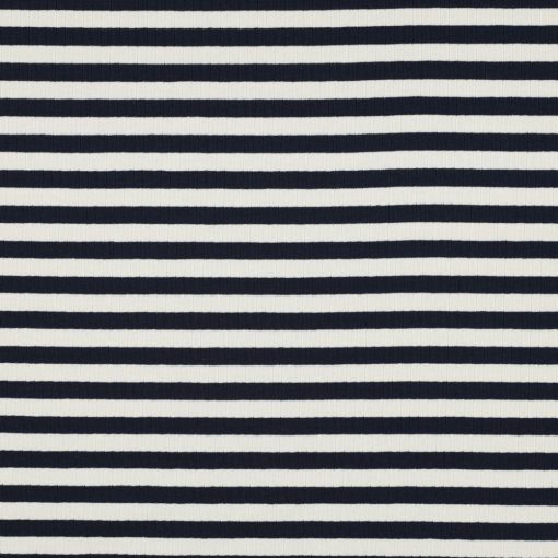 Garnfarvet bomuldsjersey i navy/ecru