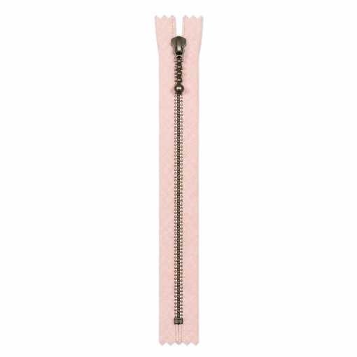 YKK 6 mm antik mes. lynlås 35 cm i duset rosa