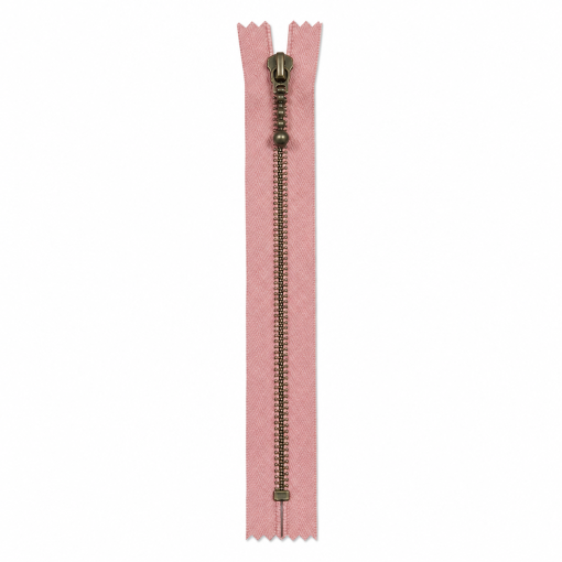 YKK 6 mm antik mes. lynlås 35 cm i gl. rosa