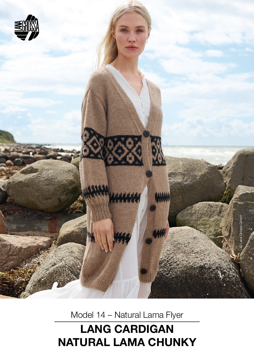Natural Lama Chunky | Lang Cardigan - model 14