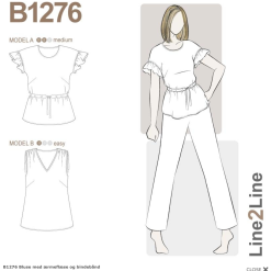 Line2Line | Bluse med ærmeflæse og bindebånd B1276
