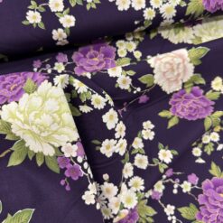 Kokka Fabrics | Wagara metallic plum