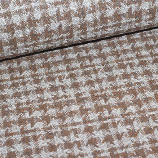 Frakkestof i polyester/uld - fv. brun/grå