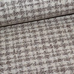 Frakkestof i polyester/uld - fv. brun/sand