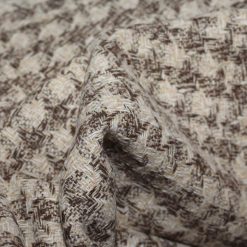 Frakkestof i polyester/uld - fv. brun/sand