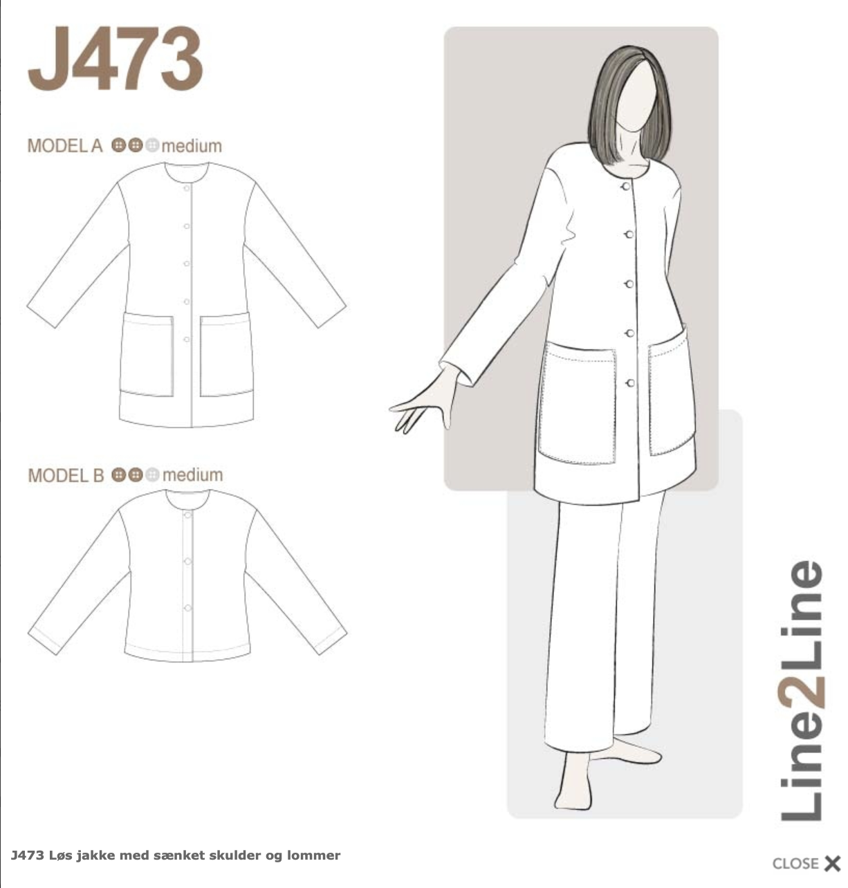 Line2Line | Løs jakke med sænket skulder og lommer J473