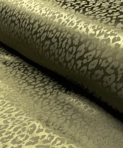 Satinvævet jacquard polyester i khaki-grøn