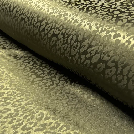 Satinvævet jacquard polyester i khaki-grøn