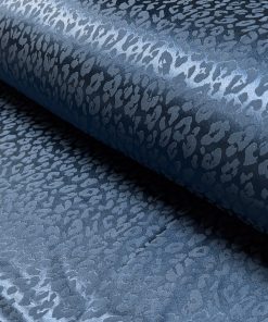 Satinvævet jacquard polyester i stål-blå