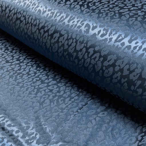 Satinvævet jacquard polyester i stål-blå