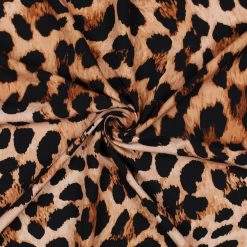 Fastvævet viskose med leopard print