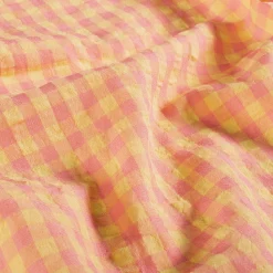 Bomuldspoplin "bæk & bølge" i pink/gul