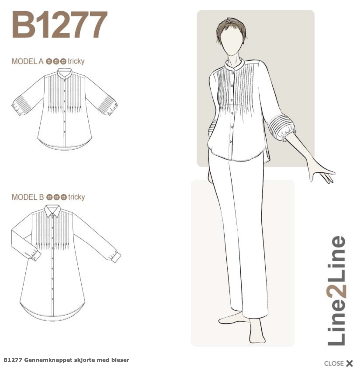 Line2Line | Gennemknappet skjorte med bieser B1277