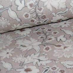 Frakkestof i polyester med blomsterbroderi
