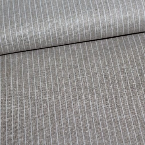 Hørlook bomuld/polyester i bredstribet sand/hvid