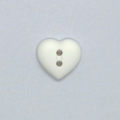Knapper 2 huls 12 mm hjerte hvid