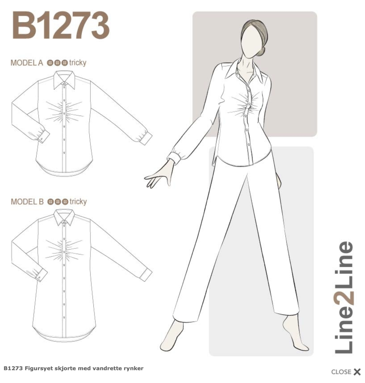 Line2Line | Figursyet skjorte med vandrette rynker B1273