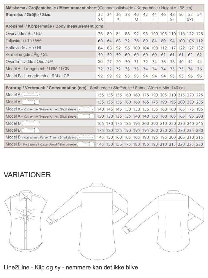 Line2Line | Figursyet skjorte med vandrette rynker B1273