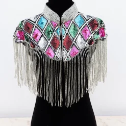 Paillet disko-kappe med harlekinmønster