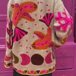 Håndlavet tweedjakke med broderi