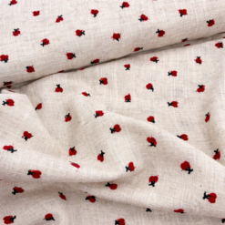 Viskose/hørblanding med broderede kirsebær