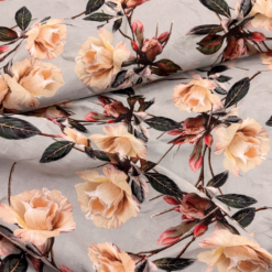 Tencel/hør med blomster