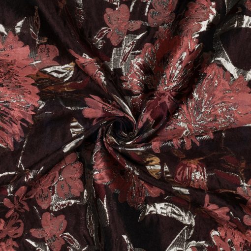 Aubergine jacquard med blomster