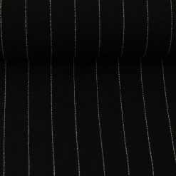 Sort viskose/hørblanding med hvid stribe