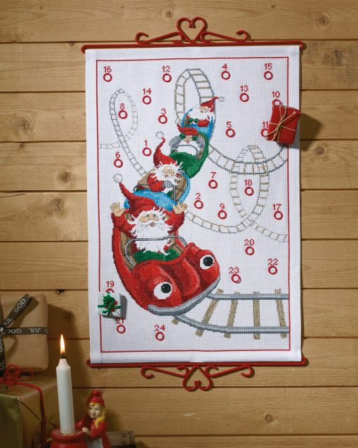 34-1605 Julekalender broderikit - Rollercoaster 38x57 cm