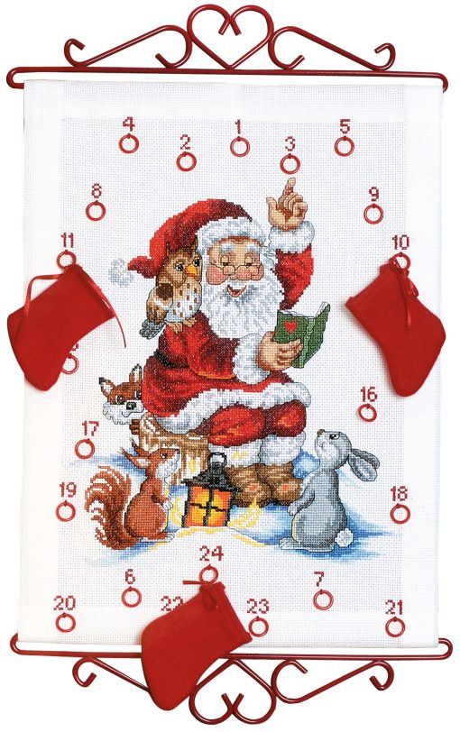 Julekalender broderikit - Nisse læser historie 32x43 cm