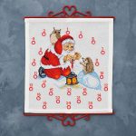 Julekalender broderikit - Pindsvin og julemand 35x38 cm