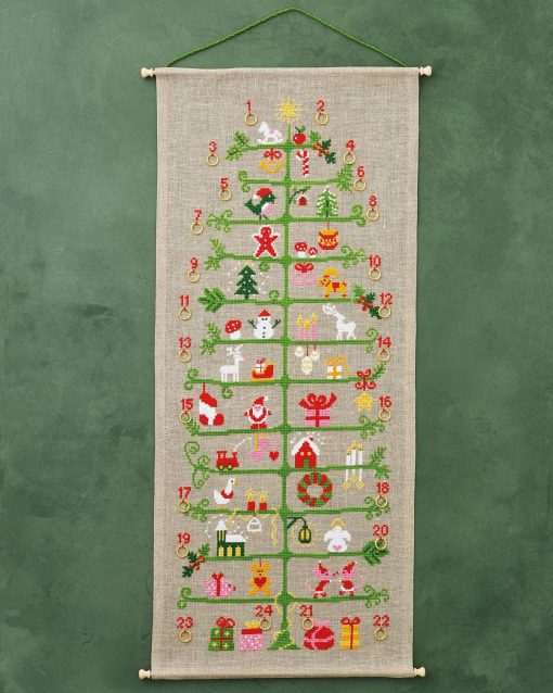 Julekalender broderikit - Træet 39x89 cm