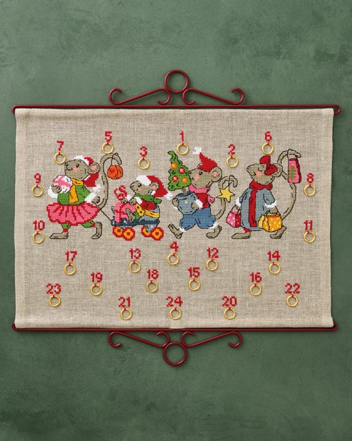 Julekalender broderikit - Musestribe 50x34 cm