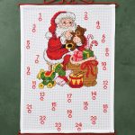 Julekalender broderikit - Julemand med bamse 45x60 cm