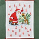 Julekalender broderikit - Julemand og harer 32x44 cm