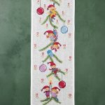 Julekalender broderikit - Nisser og kugler 35x95 cm