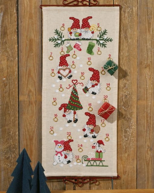 Julekalender broderikit - Julesjov 32x71 cm
