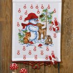 Julekalender broderikit - Snemand 32x41 cm