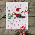 Julekalender broderikit - Nisse på ski 40x50 cm