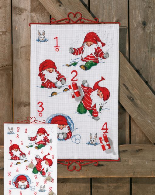 Julekalender broderikit - Nisseleg 40x60 cm