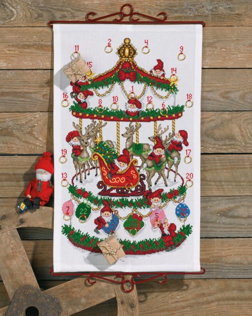 Julekalender broderikit - Karrusel 35x58 cm