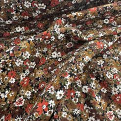 Kokka Fabrics | Babyfløjl brune blomster