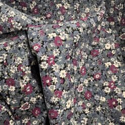 Kokka Fabrics | Babyfløjl grå blomster
